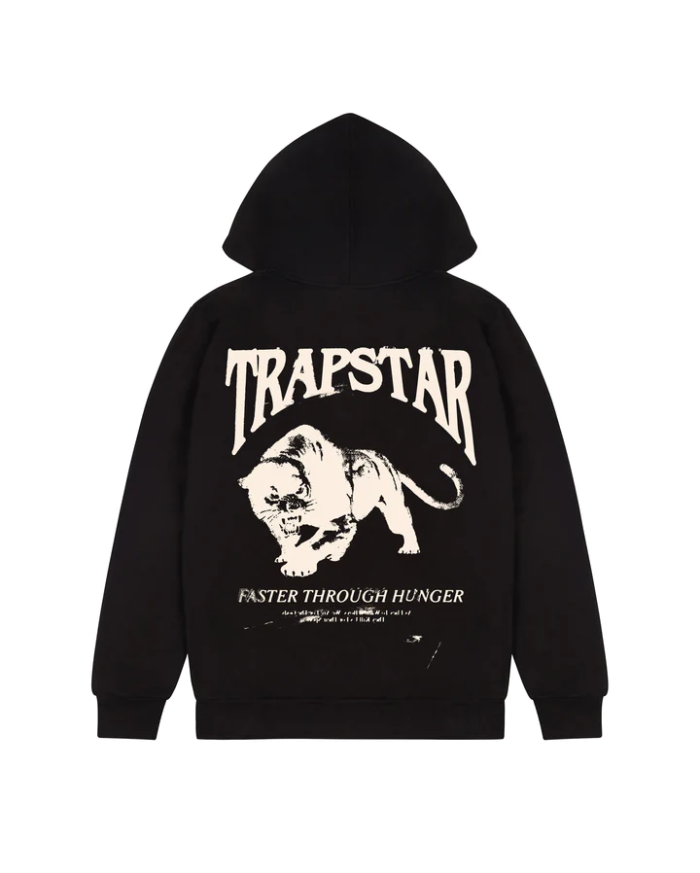 Felpa nera con logo Panther di Trapstar London